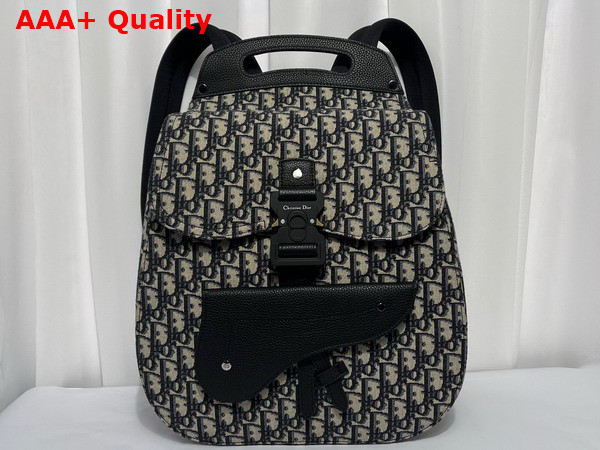 Dior Gallop Backpack Beige and Black Dior Oblique Jacquard and Black Grained Calfskin Replica
