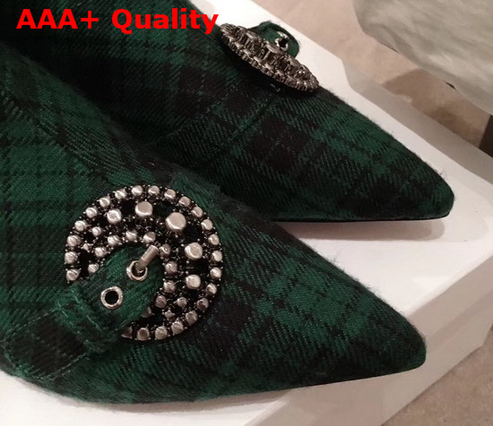 Dior Gang Boot in Tartan Fabric Black and Green Replica