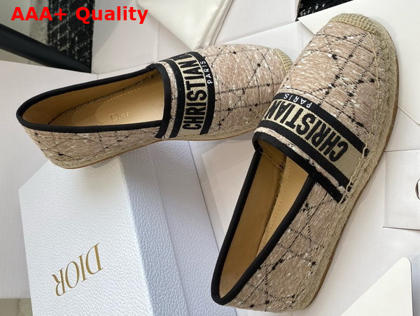 Dior Granville Espadrille Beige and Black Cannage Tweed Replica
