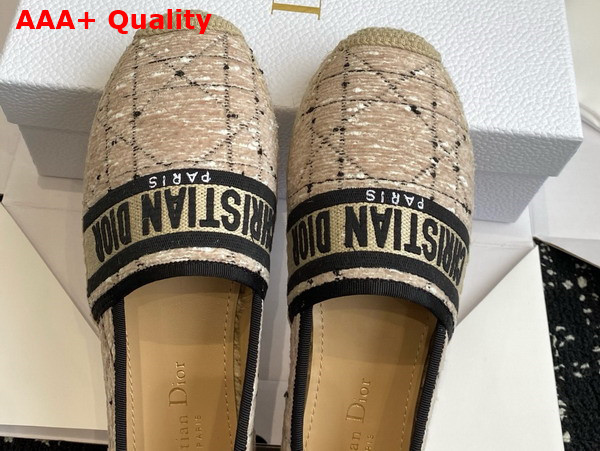Dior Granville Espadrille Beige and Black Cannage Tweed Replica