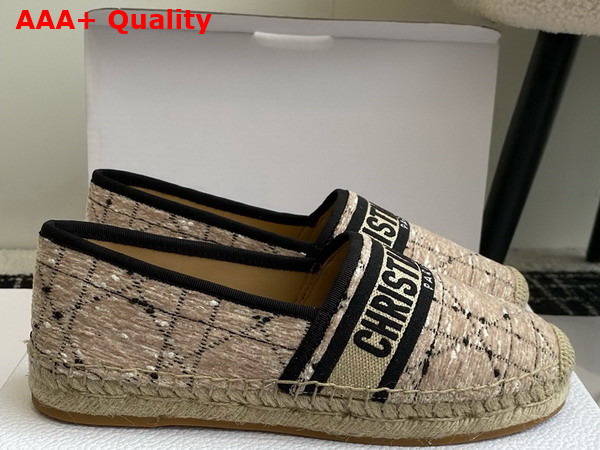 Dior Granville Espadrille Beige and Black Cannage Tweed Replica