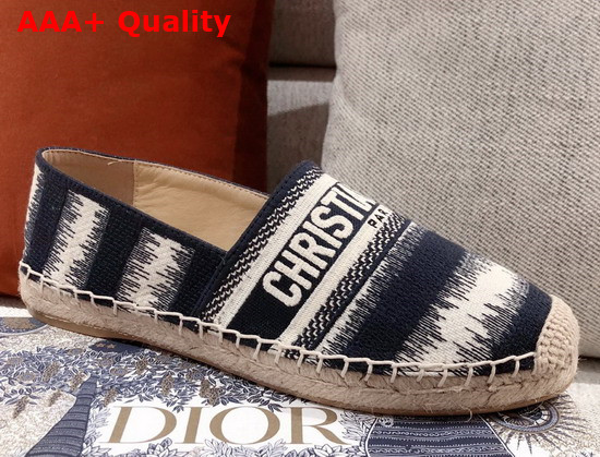 Dior Granville Espadrille Black D Stripes Embroidered Cotton Replica