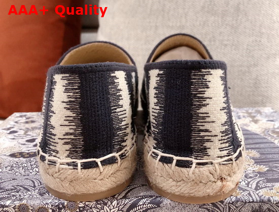 Dior Granville Espadrille Black D Stripes Embroidered Cotton Replica