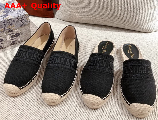 Dior Granville Espadrille Black Embroidered Cotton Replica