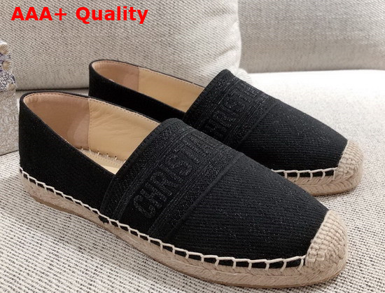 Dior Granville Espadrille Black Embroidered Cotton Replica