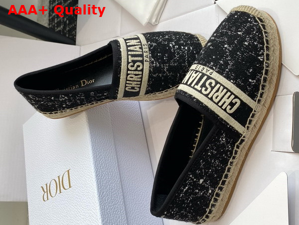 Dior Granville Espadrille Black and White Cannage Tweed Replica