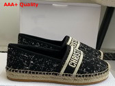 Dior Granville Espadrille Black and White Cannage Tweed Replica
