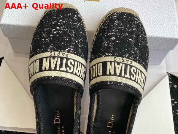 Dior Granville Espadrille Black and White Cannage Tweed Replica