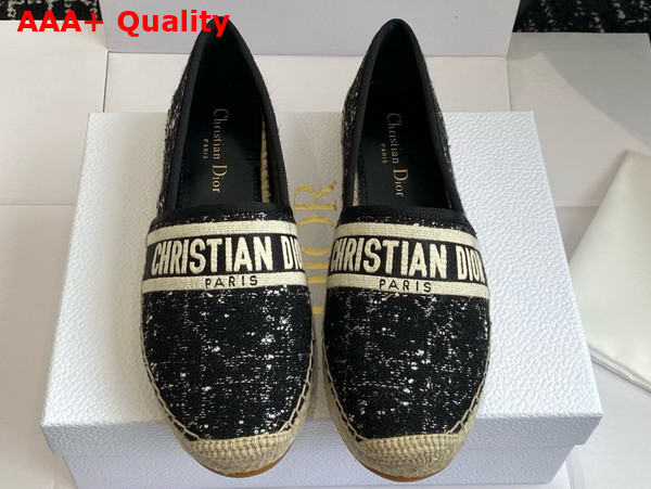 Dior Granville Espadrille Black and White Cannage Tweed Replica