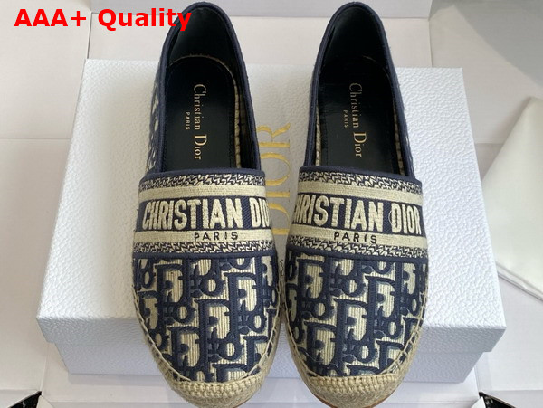 Dior Granville Espadrille Deep Blue Dior Oblique Embroidered Cotton Replica