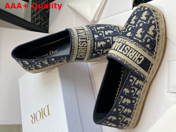 Dior Granville Espadrille Deep Blue Dior Oblique Embroidered Cotton Replica
