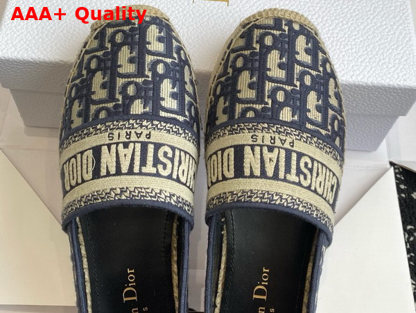 Dior Granville Espadrille Deep Blue Dior Oblique Embroidered Cotton Replica