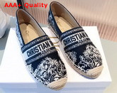Dior Granville Espadrille Deep Blue Toile de Jouy Reverse Embroidered Cotton Replica