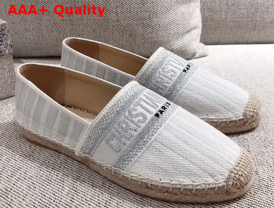 Dior Granville Espadrille Gray Embroidered Cotton Replica
