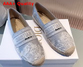 Dior Granville Espadrille Gray Toile de Jouy Reverse Embroidered Cotton Replica