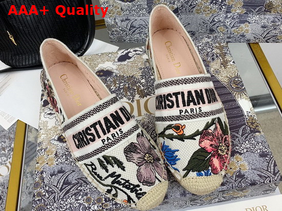 Dior Granville Espadrille Multicolor Mille Fleurs Embroidered Cotton Replica