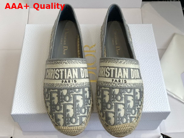 Dior Granville Espadrille Stone Gray Dior Oblique Embroidered Cotton Replica