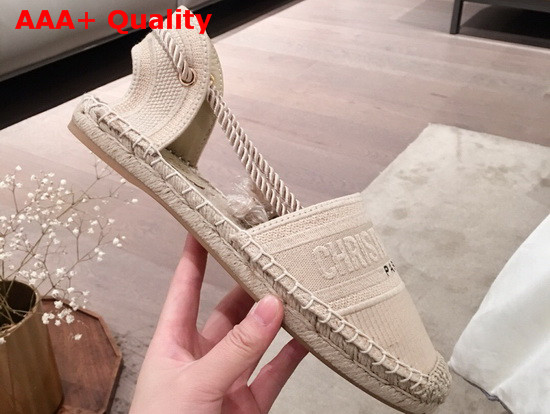 Dior Granville Espadrille in Beige Embroidered Cotton Replica