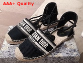 Dior Granville Espadrille in Black Embroidered Cotton Replica