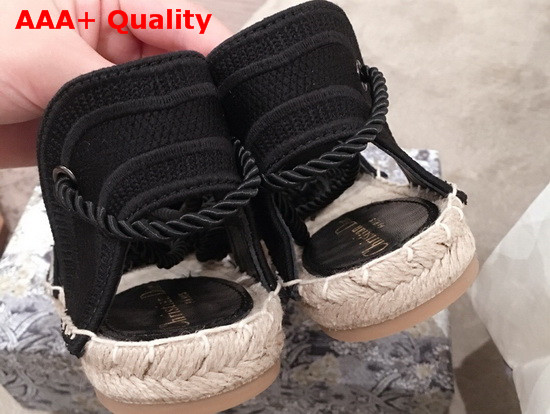 Dior Granville Espadrille in Black Embroidered Cotton Replica