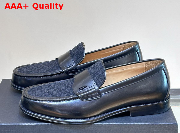 Dior Granville Loafer in Black Smooth Calfskin and Black Dior Oblique Jacquard Replica