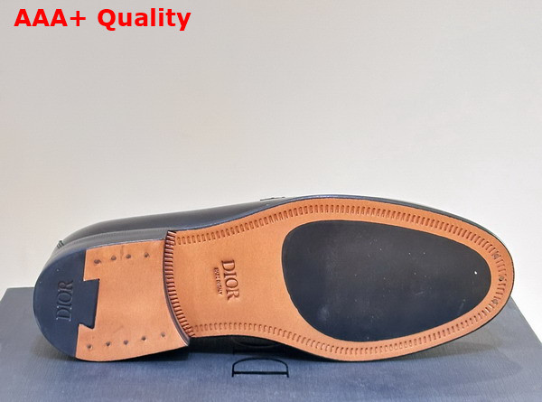 Dior Granville Loafer in Black Smooth Calfskin and Black Dior Oblique Jacquard Replica