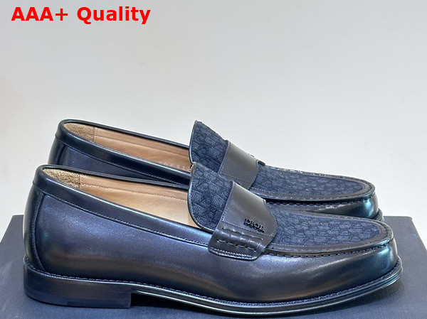 Dior Granville Loafer in Black Smooth Calfskin and Black Dior Oblique Jacquard Replica