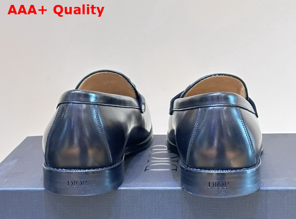 Dior Granville Loafer in Black Smooth Calfskin with Beige and Black Dior Oblique Jacquard Replica