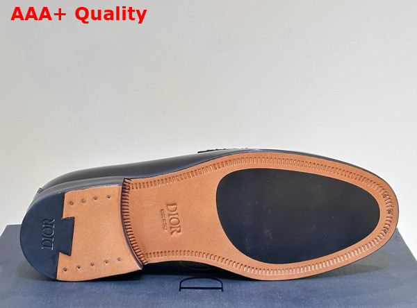 Dior Granville Loafer in Black Smooth Calfskin with Beige and Black Dior Oblique Jacquard Replica