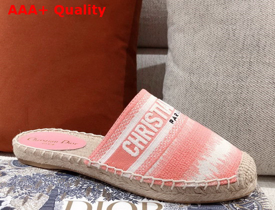 Dior Granville Mule Dark Nude D Stripes Embroidered Cotton Replica