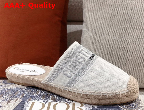 Dior Granville Mule Gray Embroidered Cotton Replica