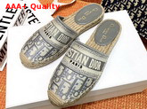 Dior Granville Mule Grey Dior Oblique Embroidered Cotton Mule Replica