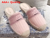 Dior Granville Mule Rose Des Vents Metallic Thread Embroidered Cotton Replica
