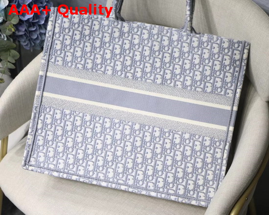 Dior Gray Dior Book Tote with Dior Oblique Embroidery Replica