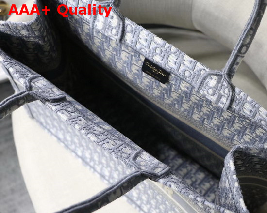 Dior Gray Dior Book Tote with Dior Oblique Embroidery Replica