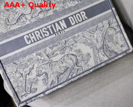 Dior Gray Dior Book Tote with Dioriviera Toile De Jouy Embroidery Replica