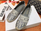Dior Gray Dior Granville Dior Oblique Embroidered Cotton Espadrille Replica