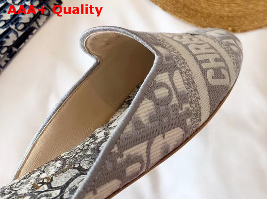 Dior Gray Dior Granville Dior Oblique Embroidered Cotton Mule Replica