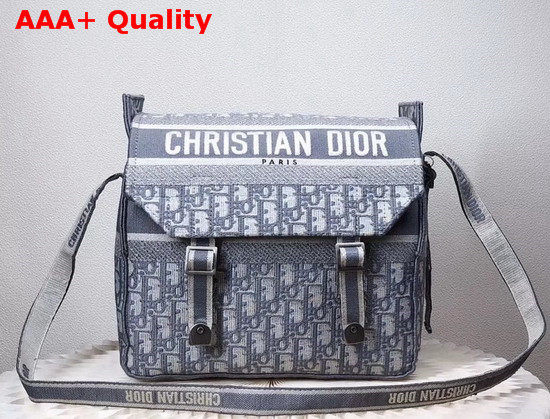 Dior Gray Diorcamp Embroidered Messenger Bag with Dior Oblique Motif Replica