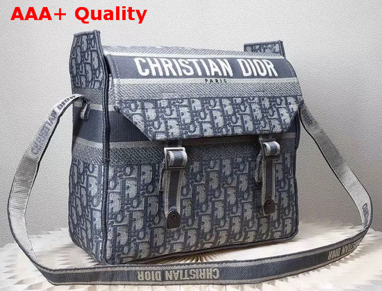 Dior Gray Diorcamp Embroidered Messenger Bag with Dior Oblique Motif Replica