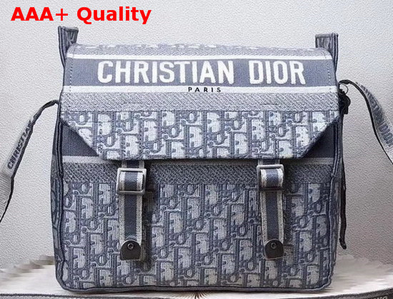 Dior Gray Diorcamp Embroidered Messenger Bag with Dior Oblique Motif Replica