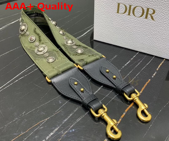 Dior Green Multicolor Camouflage Fully Embroidered Strap Replica