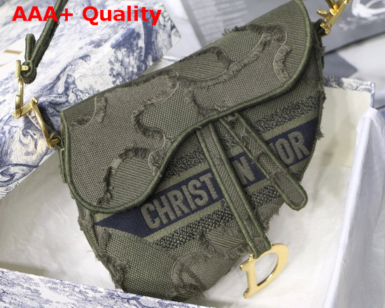 Dior Green Saddle Camouflage Embroidered Canvas Bag Replica