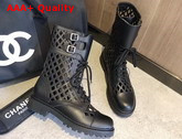 Dior Ground Calfskin Boot in Black Perforated Calfskin Replica