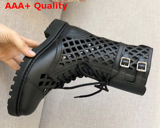 Dior Ground Calfskin Boot in Black Perforated Calfskin Replica