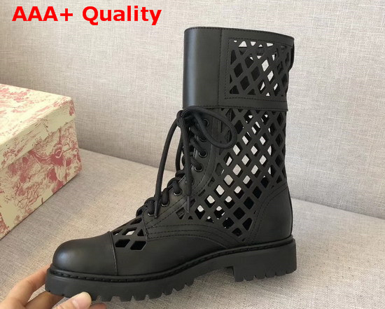 Dior Ground Calfskin Boot in Black Perforated Calfskin Replica