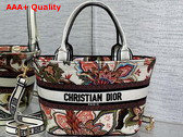 Dior Hat Basket Bag Natural Multicolor Albero Della Vita Embroidery Replica