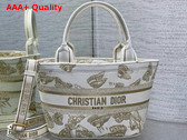 Dior Hat Basket Bag White and Gold tone Gradient Butterflies Embroidery Replica