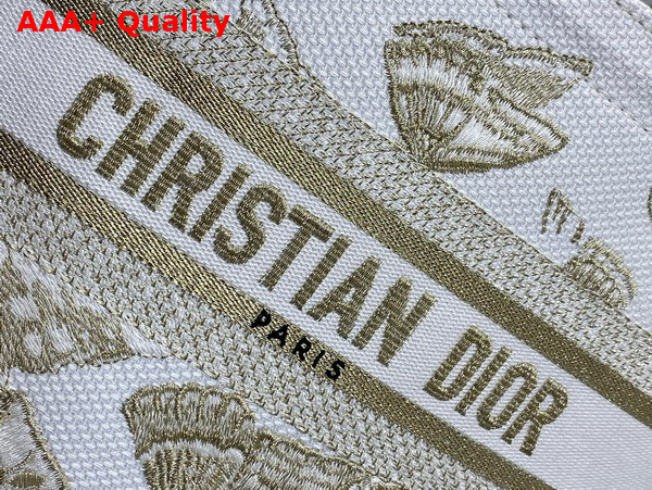 Dior Hat Basket Bag White and Gold tone Gradient Butterflies Embroidery Replica