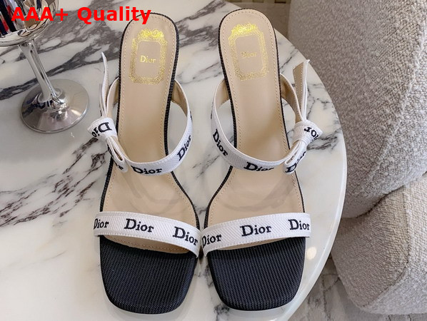 Dior Heeled Sandal with Jadior Straps Black Embroidered Cotton Replica